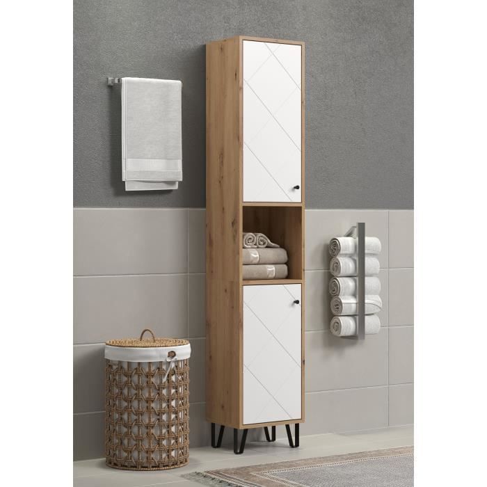 TRENDTEAM Touch Series High Cabinet - White/Brown - 36 cm - 191 cm High