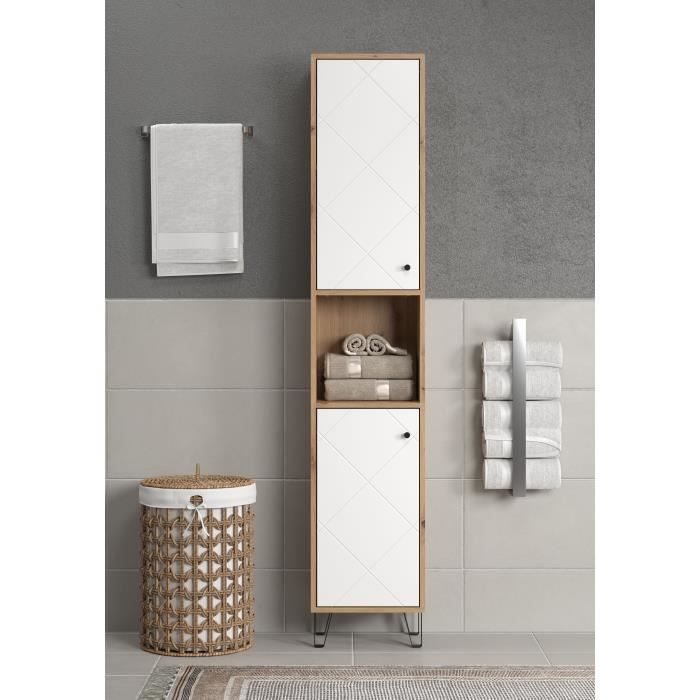 TRENDTEAM Touch Series High Cabinet - White/Brown - 36 cm - 191 cm High