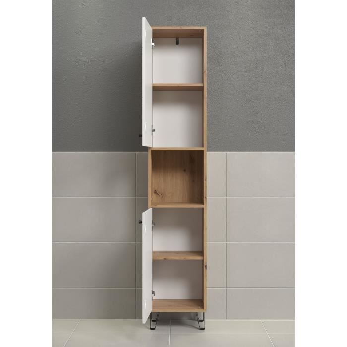 TRENDTEAM Touch Series High Cabinet - White/Brown - 36 cm - 191 cm High