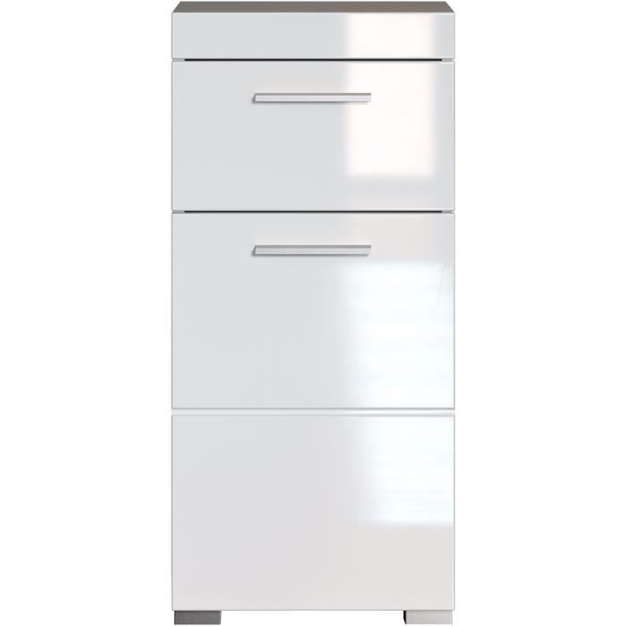 AMANDA Bathroom Cabinet - Low Storage Unit - W37 x D31 x H79cm - White