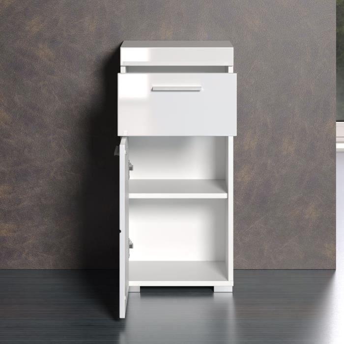 AMANDA Bathroom Cabinet - Low Storage Unit - W37 x D31 x H79cm - White
