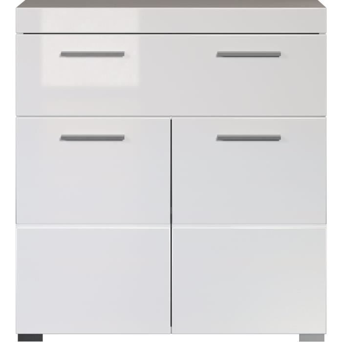 AMANDA Bathroom Cabinet - Low Storage Unit - 2 Doors & 1 Drawer - White - W 73 x D 31 x H 79