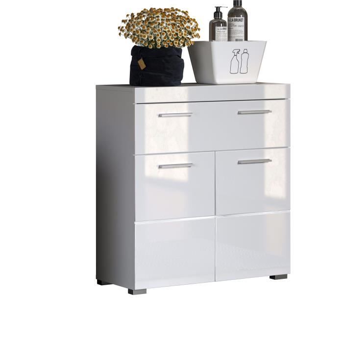 AMANDA Bathroom Cabinet - Low Storage Unit - 2 Doors & 1 Drawer - White - W 73 x D 31 x H 79
