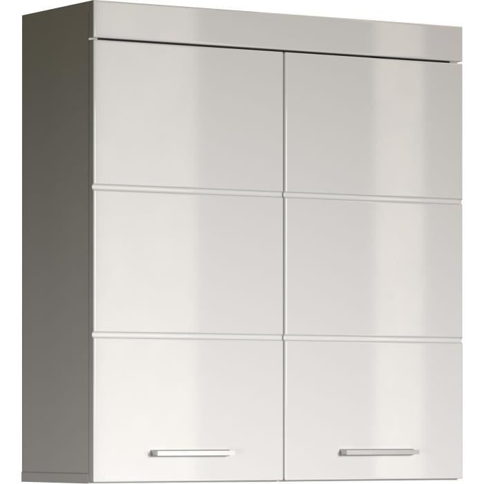 AMANDA Bathroom Cabinet - Tall Storage Unit - 2 Doors - White - W73 x D23 x H77 cm