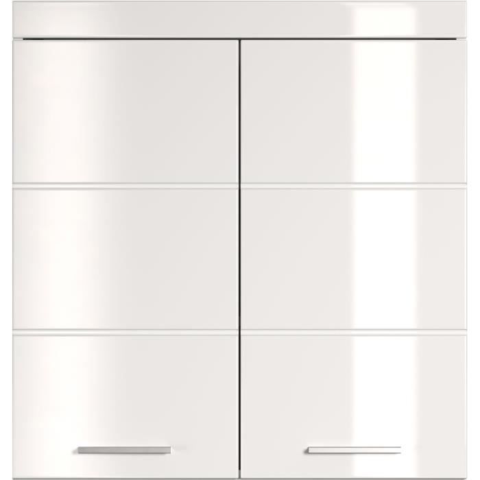 AMANDA Bathroom Cabinet - Tall Storage Unit - 2 Doors - White - W73 x D23 x H77 cm