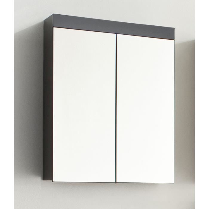 Bathroom Cabinet - Vanity Unit - Mirror - 2 Doors - Grey - W60 x D17 x H77 cm - AMANDA H77cm