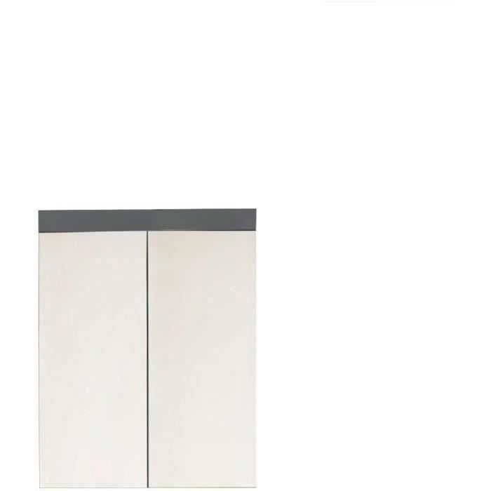 Bathroom Cabinet - Vanity Unit - Mirror - 2 Doors - Grey - W60 x D17 x H77 cm - AMANDA H77cm