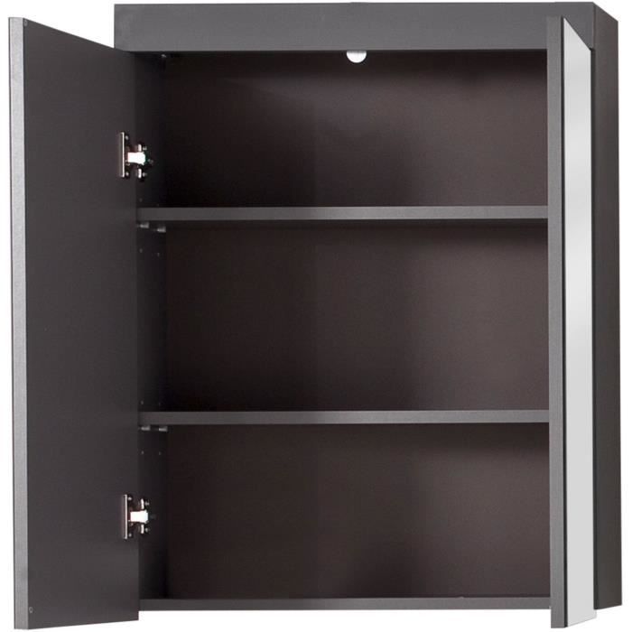 Bathroom Cabinet - Vanity Unit - Mirror - 2 Doors - Grey - W60 x D17 x H77 cm - AMANDA H77cm