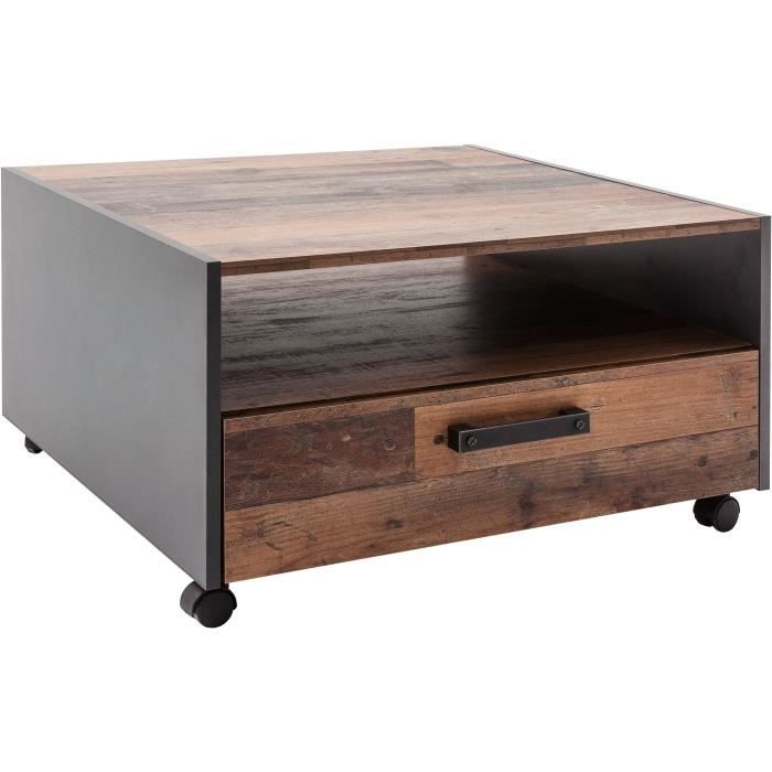 GE1169-44 Coffee Table - Square - Aged Wood/Grey - 70 x 70 x 40 cm W70 D70 H40