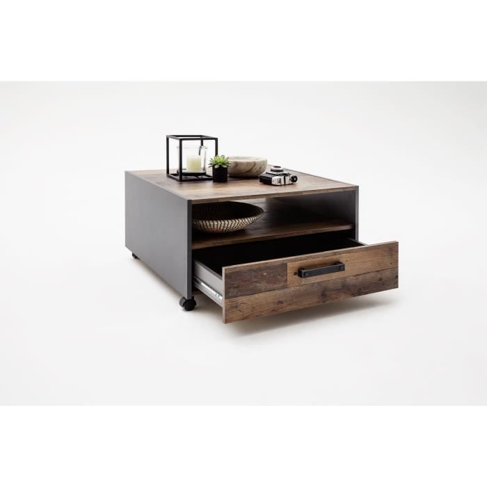 GE1169-44 Coffee Table - Square - Aged Wood/Grey - 70 x 70 x 40 cm W70 D70 H40