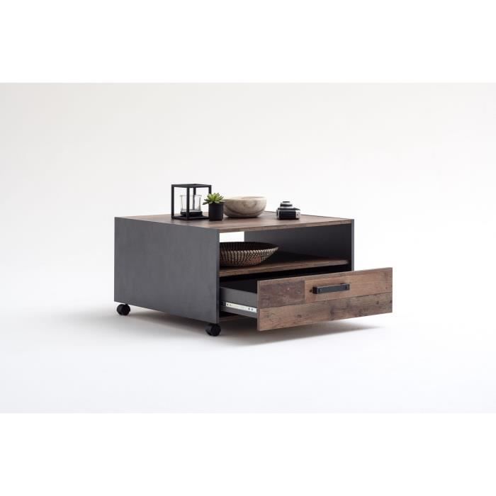 GE1169-44 Coffee Table - Square - Aged Wood/Grey - 70 x 70 x 40 cm W70 D70 H40