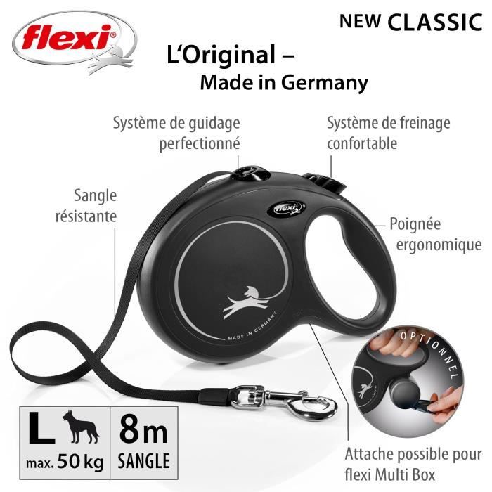 Flexi New Classic L Retractable Leash 8 m Black for Dogs up to 50 kg CL30T8-251-S-20