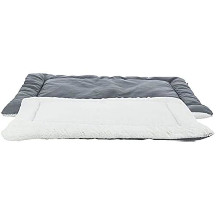 TRIXIE Mattress - Farello - Plush/ Fabric - 70 x 55 cm - White-Grey/ Gray