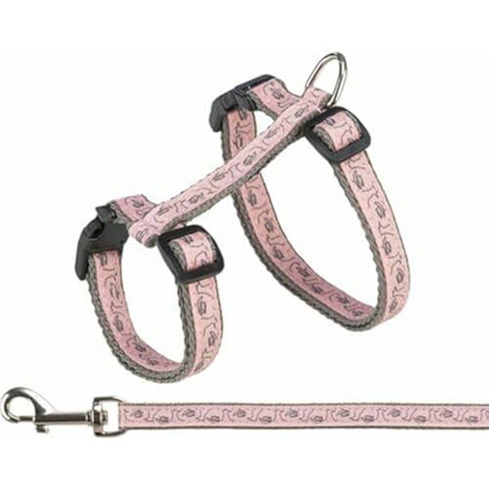 TRIXIE Cat Harness - Grey/Pink - One Size - Nylon 120 CM