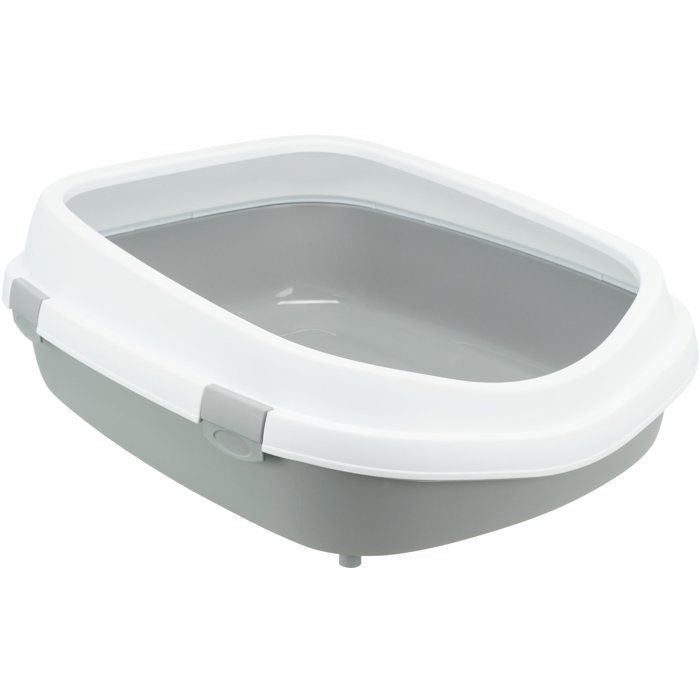 TRIXIE Primo XXL Litter Box - With Borders - 56 x 25 x 71 cm - Light Gray/ White