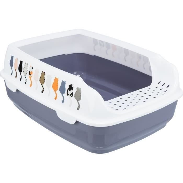 TRIXIE Delio Litter Box - Printed Gray and White - 38 × 20 × 50 cm
