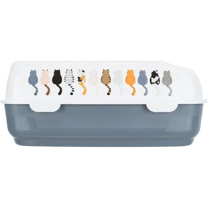 TRIXIE Delio Litter Box - Printed Gray and White - 38 × 20 × 50 cm
