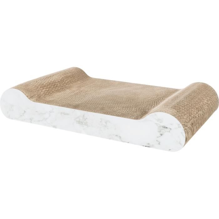 TRIXIE XXL Cardboard Cat Scratching Post - Marble Look - 64 x 11 x 37 cm - Light Grey