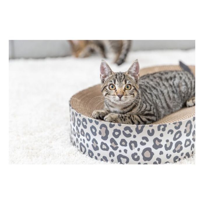 TRIXIE LEO Scratching Post Bed Cardboard 63 x 10 x 35 cm Cream Leopard Print