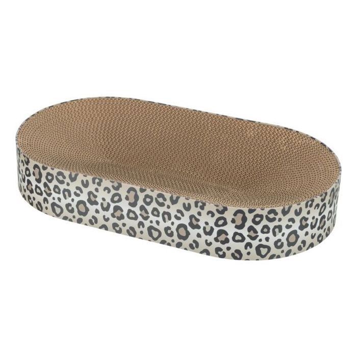 TRIXIE LEO Scratching Post Bed Cardboard 63 x 10 x 35 cm Cream Leopard Print