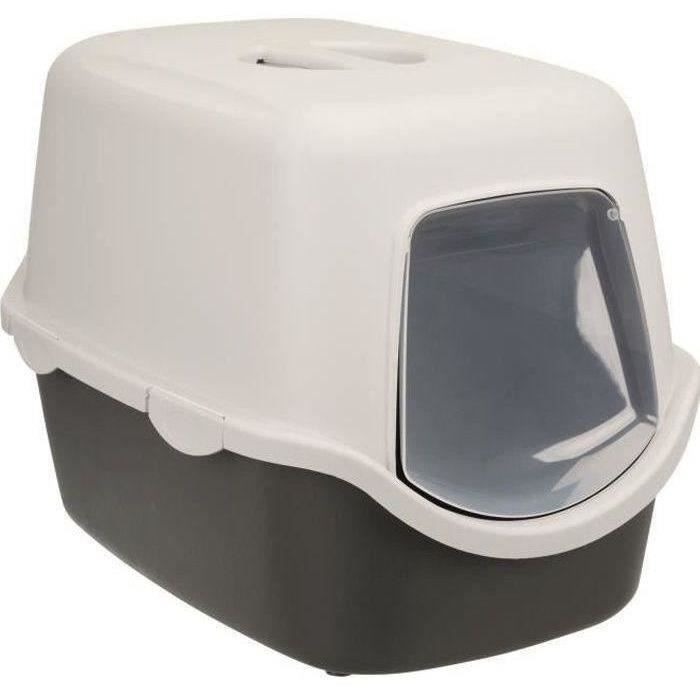 TRIXIE Vico Litter Box - 40 x 40 x 56 cm - Dark Grey and Light Grey - For Cats