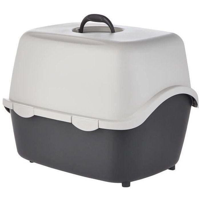 TRIXIE Vico Litter Box - 40 x 40 x 56 cm - Dark Grey and Light Grey - For Cats