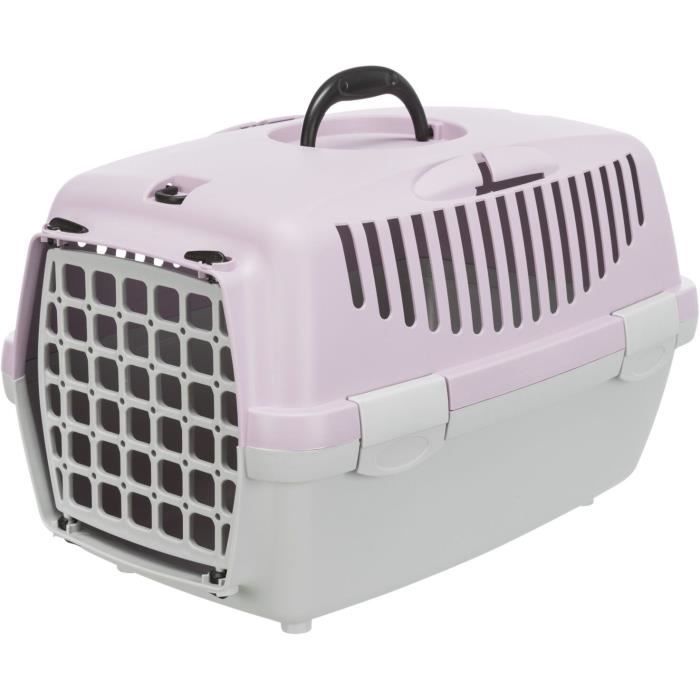 TRIXIE Capri 2 Transport Box - XS-S - 37 x 34 x 55 cm - Light Grey and Mauve - For Dogs