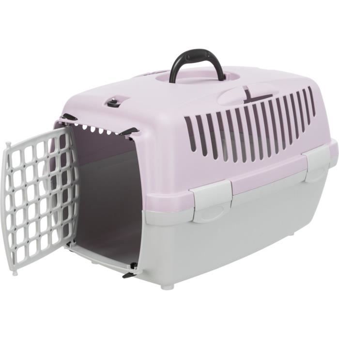 TRIXIE Capri 2 Transport Box - XS-S - 37 x 34 x 55 cm - Light Grey and Mauve - For Dogs