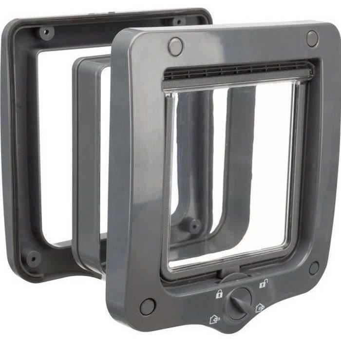 Cat Flap - 4 Positions - With Tunnel - 20 × 22 cm - Gray