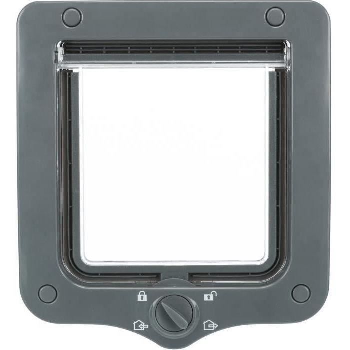 Cat Flap - 4 Positions - With Tunnel - 20 × 22 cm - Gray