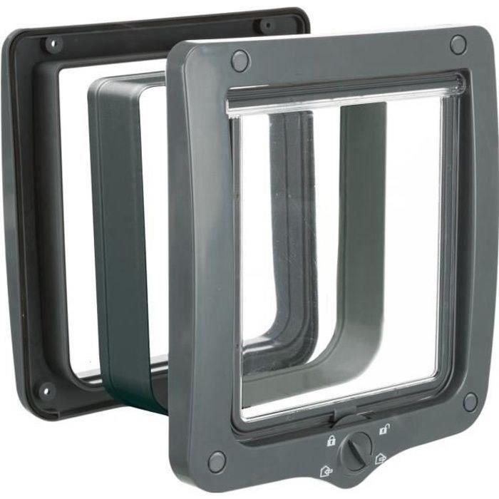 TRIXIE XXL Cat Flap with Tunnel - 4-Mode - Grey - 24 x 28 cm