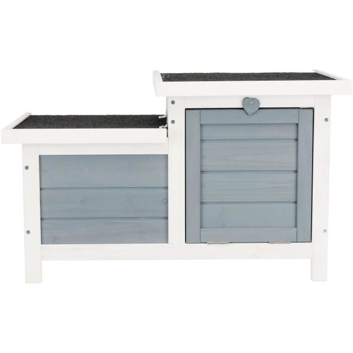 TRIXIE Natura Habitat Rabbit Hutch - 70 x 43 x 45 cm - White and Grey - For Rabbits