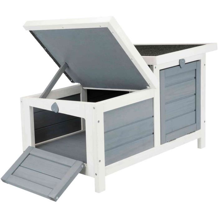 TRIXIE Natura Habitat Rabbit Hutch - 70 x 43 x 45 cm - White and Grey - For Rabbits