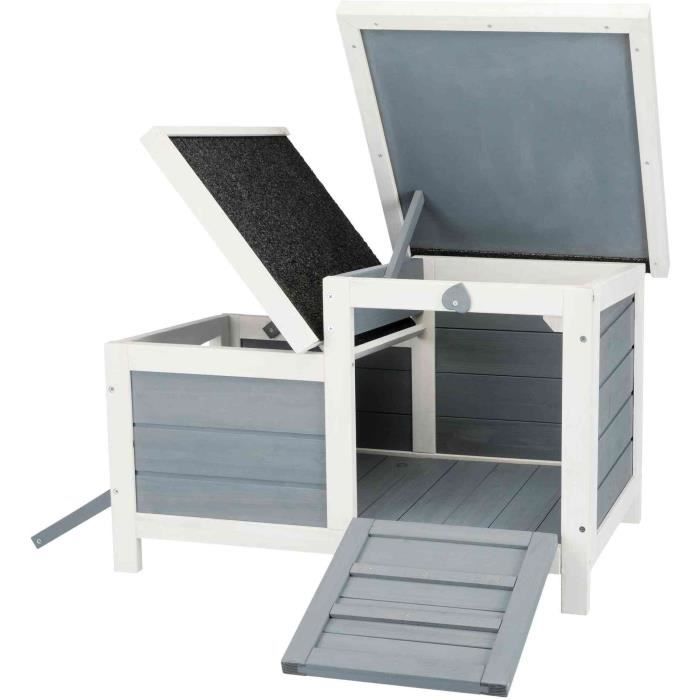 TRIXIE Natura Habitat Rabbit Hutch - 70 x 43 x 45 cm - White and Grey - For Rabbits