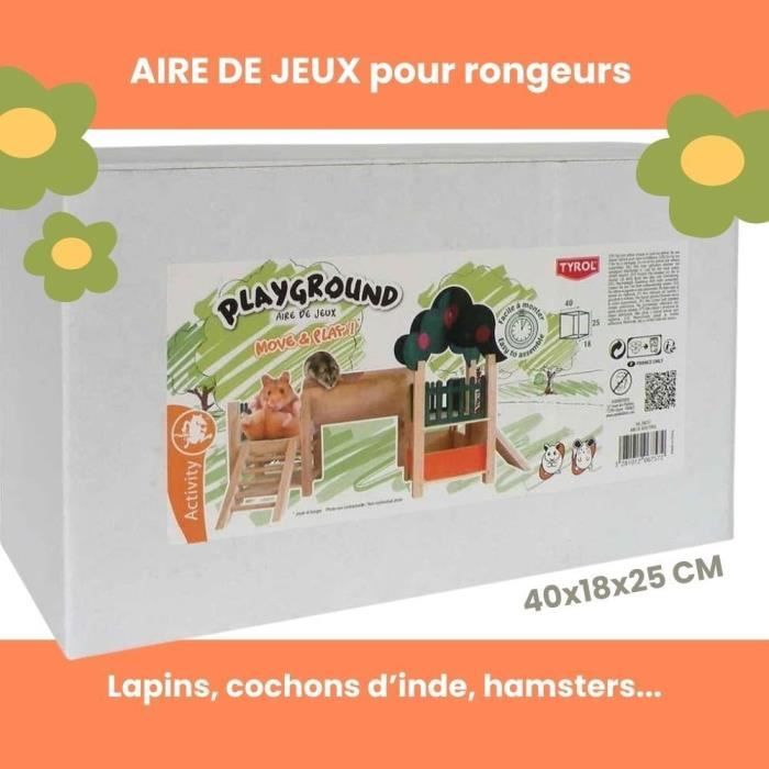 TYROL Rodent Accessory - Play Area - 40 x 18 x 25 cm - Tunnel, Hiding Place, Climbing