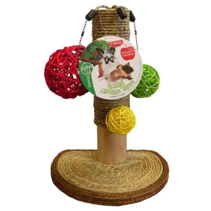 TYROL Rabbit Tree Rodent Accessory - Apple Tree - 14 x 19 x 26 cm - Wood, Seagrass