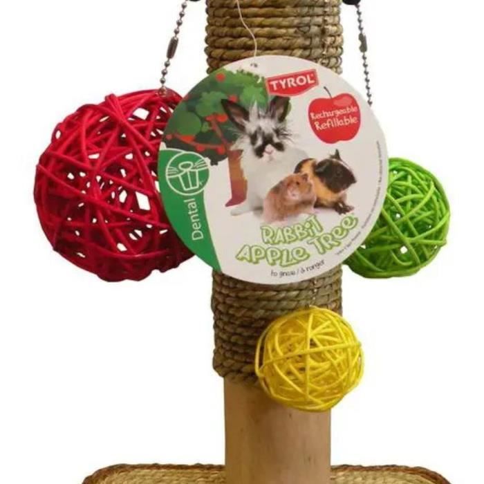TYROL Rabbit Tree Rodent Accessory - Apple Tree - 14 x 19 x 26 cm - Wood, Seagrass