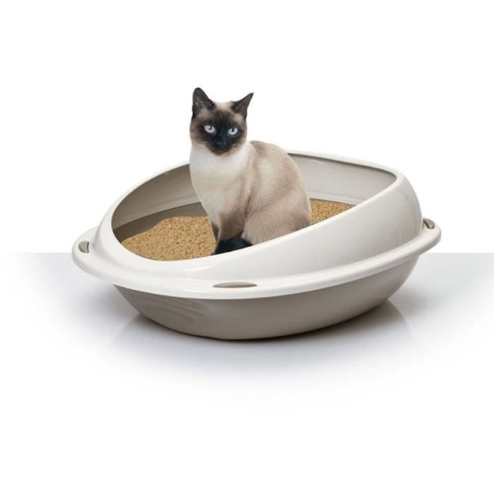 AIMÉ Oval Litter Box - Removable Rim - 45 x 36 x 15.5 cm