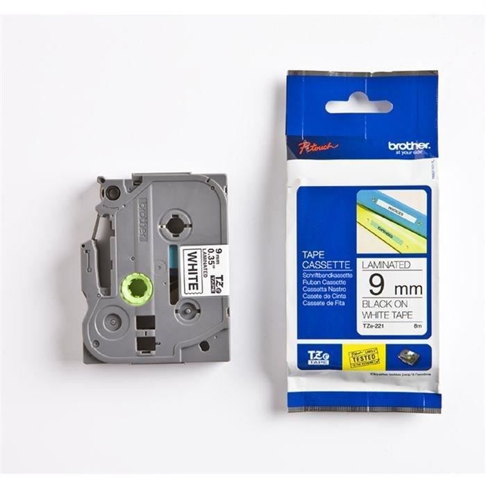 BROTHER P-TOUCH TZE-221 Label Tape - 9 mm - Black on White