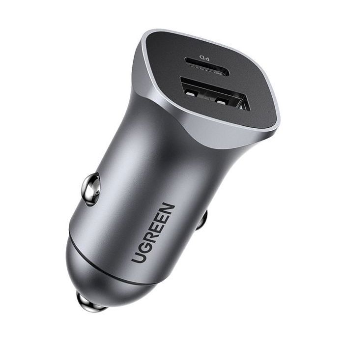 UGREEN Car Charger - 1 USB-C + 1 USB-A - 30W - Gray
