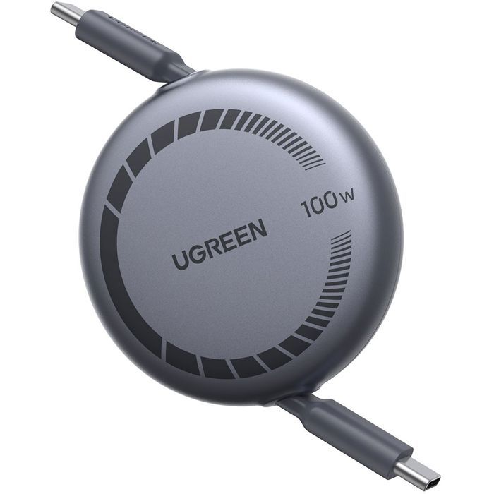UGREEN USB-C Cable - Retractable USB-C to USB-C PD - 100W - 1 m - Black