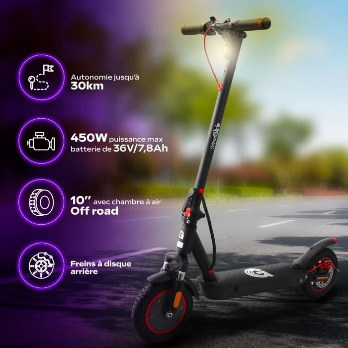 URBANGLIDE Foldable Electric Scooter - 100 MAX - 350W - 10 wheels - Adult - Black
