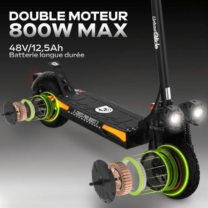 URBANGLIDE All-terrain Electric Scooter - ECROSS PRO BOOST 2 - 10 - 48V - 1600 W Dual motor - 13Ah - 50KM range