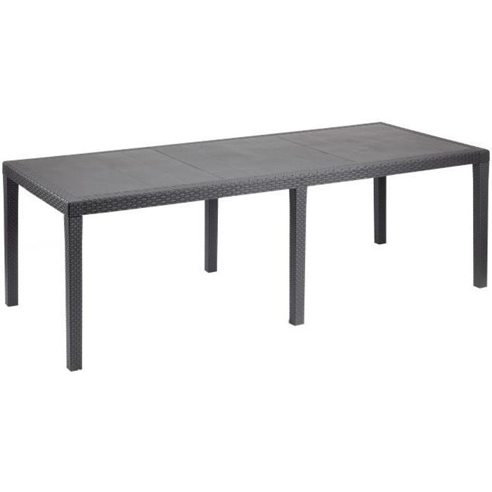 QUEEN Garden Dining Table - Rattan Effect - Anthracite - 220 x 90 x 72 cm
