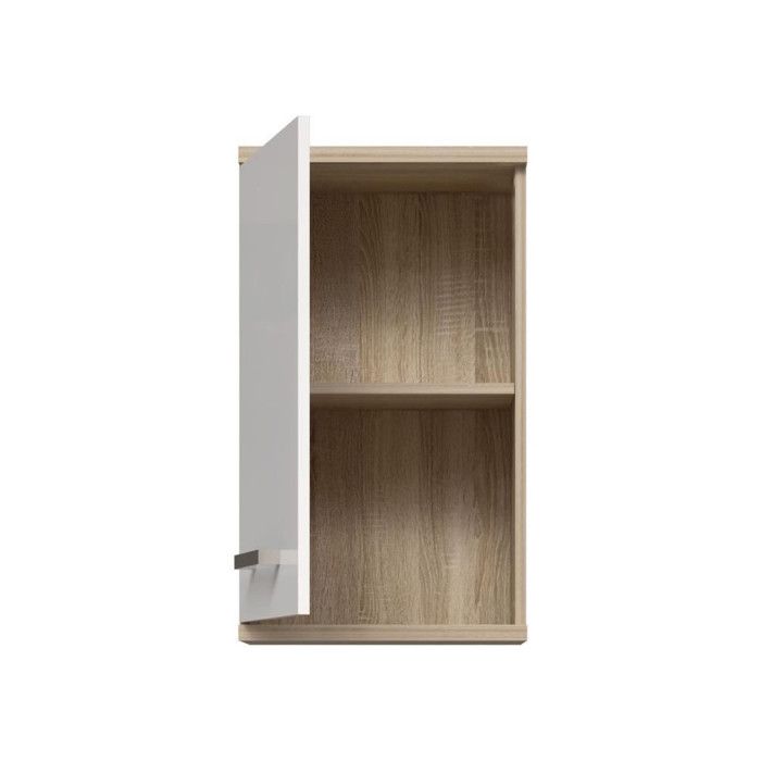 VERIS Wall-Mounted Bathroom Cabinet - White and Oak Finish - 1 Door - H68.8 x D29 x W40.2 cm