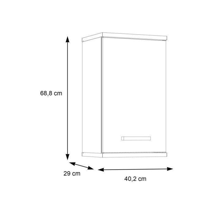 VERIS Wall-Mounted Bathroom Cabinet - White and Oak Finish - 1 Door - H68.8 x D29 x W40.2 cm