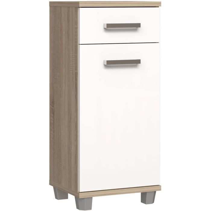 VERIS Bathroom Vanity Unit - W40.2 x D34.8 x H90.8 cm - White and Oak H90.8cm