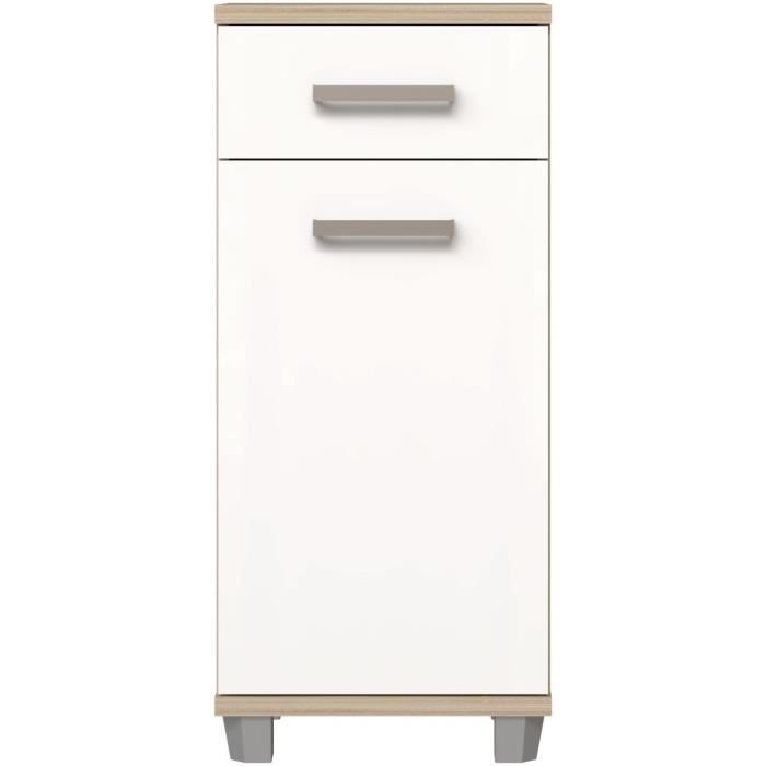 VERIS Bathroom Vanity Unit - W40.2 x D34.8 x H90.8 cm - White and Oak H90.8cm