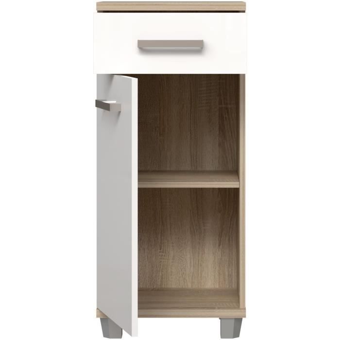 VERIS Bathroom Vanity Unit - W40.2 x D34.8 x H90.8 cm - White and Oak H90.8cm