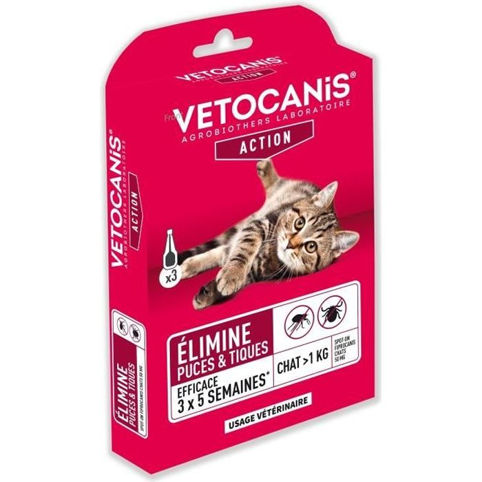 VETOCANIS Spot-on Pipettes, Flea and Tick Treatment - For Cats